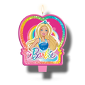 Vela de cumpleaños PartyStore con diseño de medallón de Barbie, color rosa brillante con arcoíris y purpurina