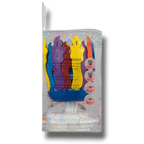 Vela musical giratoria PartyStore multicolor para pastel con diseño de flor que se abre al encender