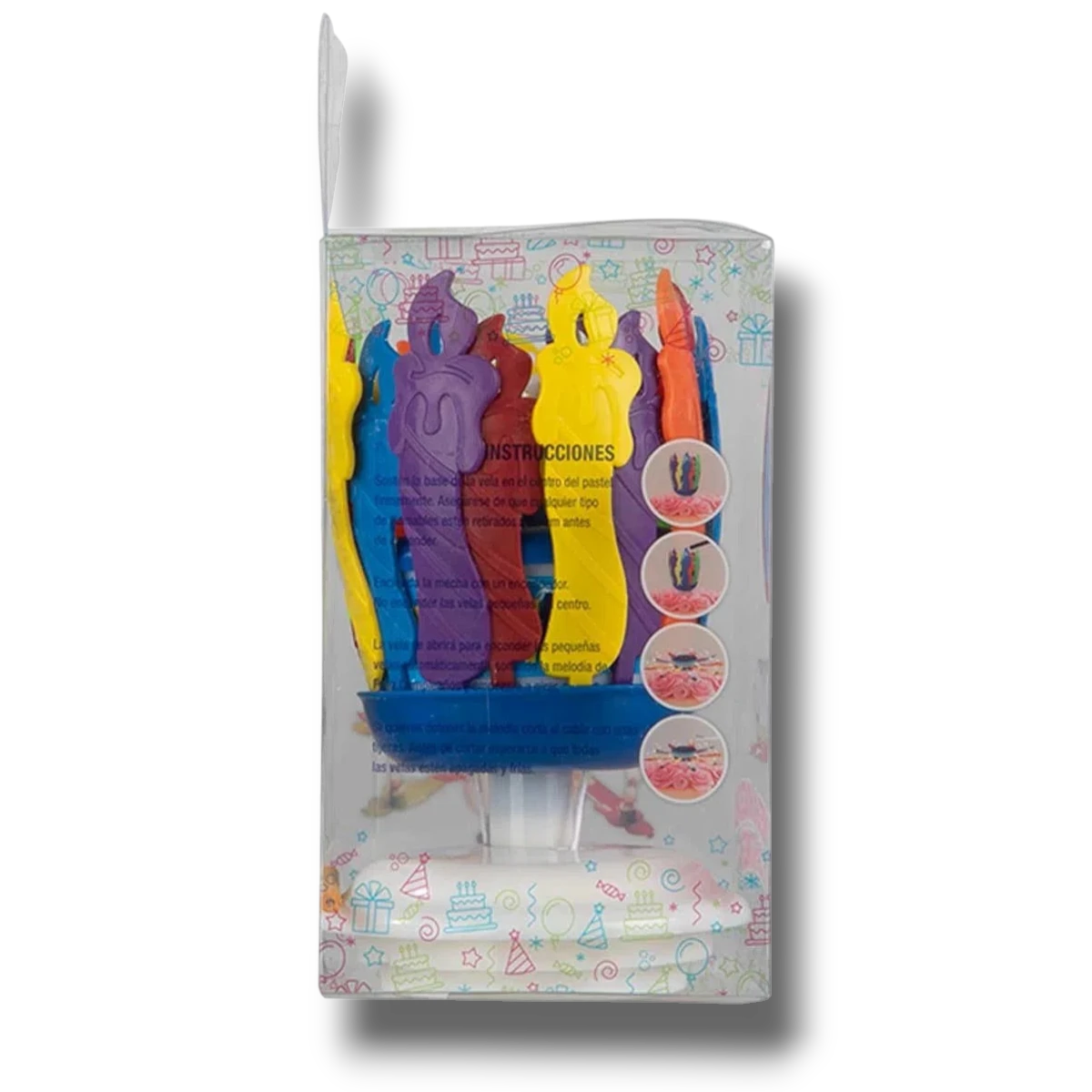 Vela musical giratoria PartyStore multicolor para pastel con diseño de flor que se abre al encender