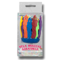 Vela musical giratoria PartyStore multicolor para pastel de cumpleaños en empaque transparente