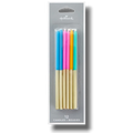 Paquete de 12 velas PartyStore con puntas de colores vibrantes y base dorada metálica para pasteles de cumpleaños