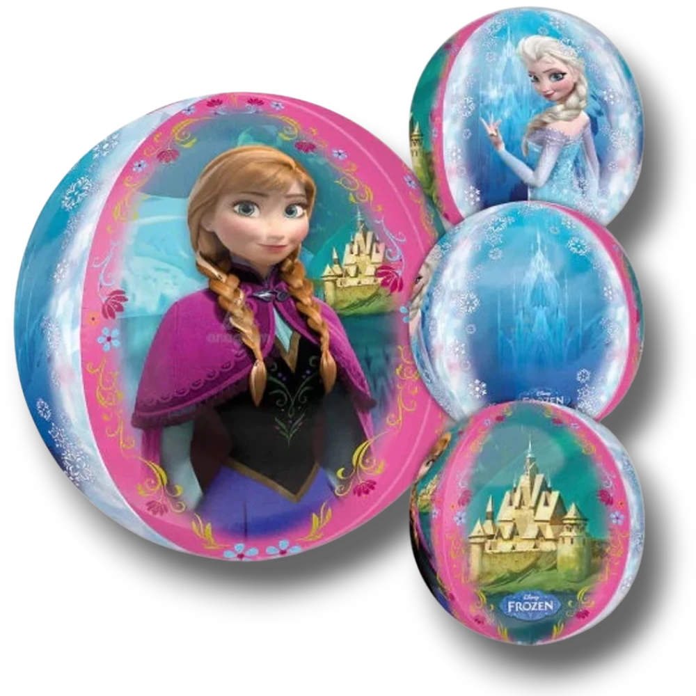 PartyStoreHere Orbz Frozen globos con Anna y Elsa, castillo de hielo y copos de nieve.